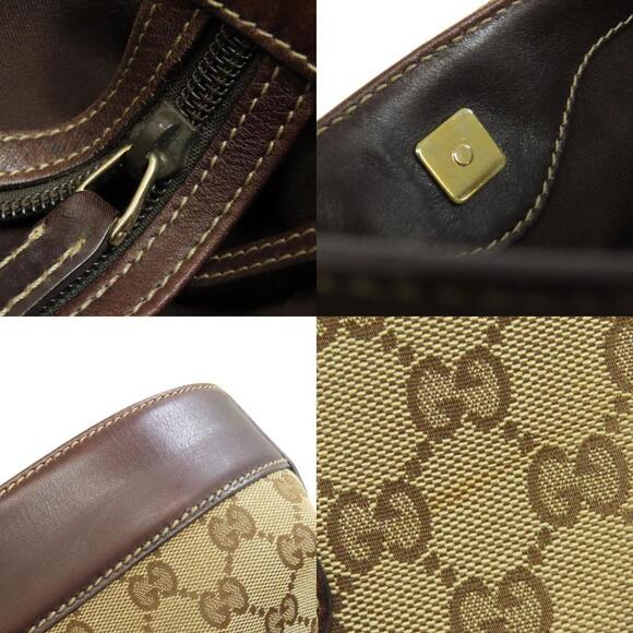GUCCI Brown Canvas Leather Tote Bag 22x40x13cm Rank AB - Picture 7 of 11